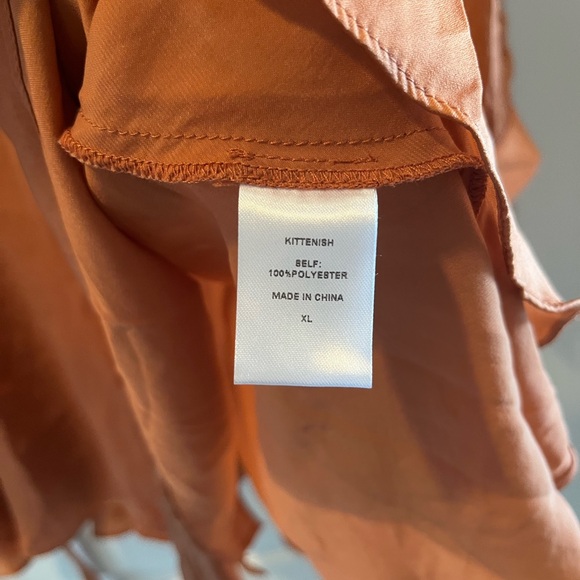 JJD KITTENISH Long Sleeve Orange Wrap Dress - Picture 3 of 8